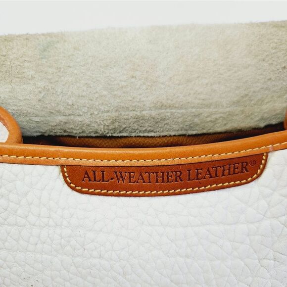 Vintage Dooney & Bourke Essex Pebbled Leather Flap Crossbody Purse Bag in Bone - Picture 8 of 16